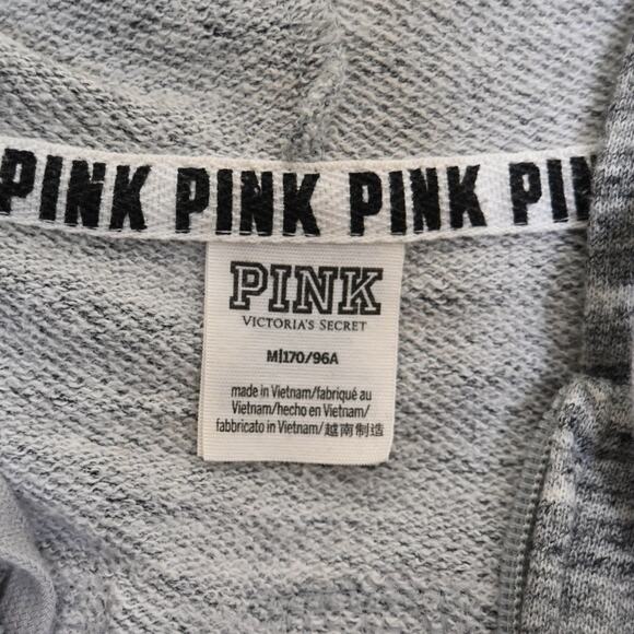 PINK Victoria's Secret Women's M Gray Sequined Zip Front Hoodie Jacket - Picture 7 of 8